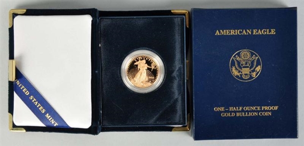 2005-W AMERICAN EAGLE 1/2-OUNCE GOLD PROOF COIN.  