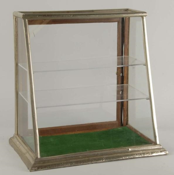 GLASS COUNTRY STORE SLANT FRONT DISPLAY CASE.     