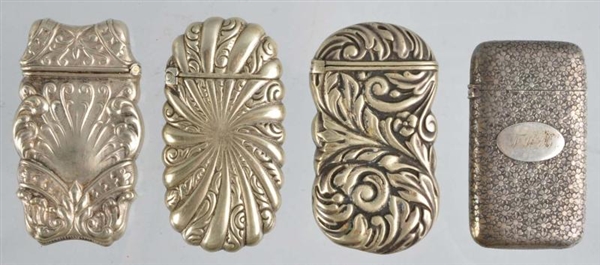 LOT OF 4: STERLING SILVER MATCH SAFES.            