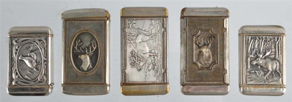 LOT OF 5: HUNTING RELATED MATCH SAFES.            