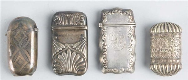 LOT OF 4: SILVER MATCH SAFES.                     