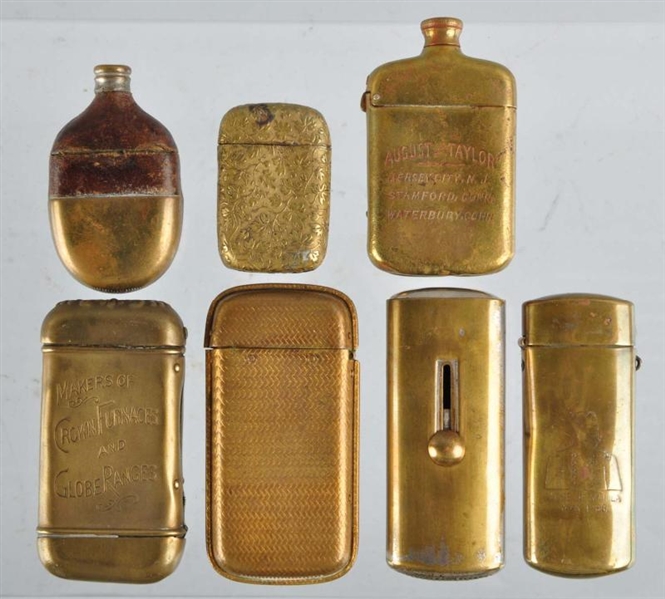 LOT OF 7: BRASS MATCH SAFES.                      