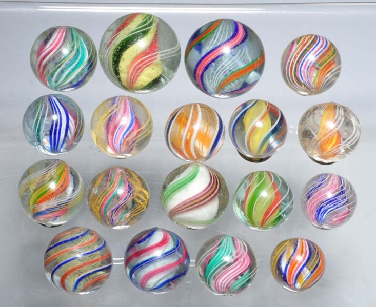 LOT OF 18: MULTI-COLOR SWIRL MARBLES.             