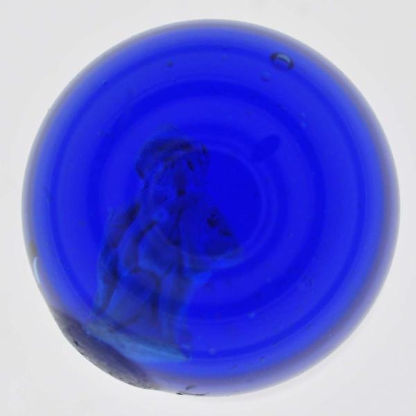 BLUE GLASS MYTHICAL CHARACTER SULPHIDE MARBLE.    