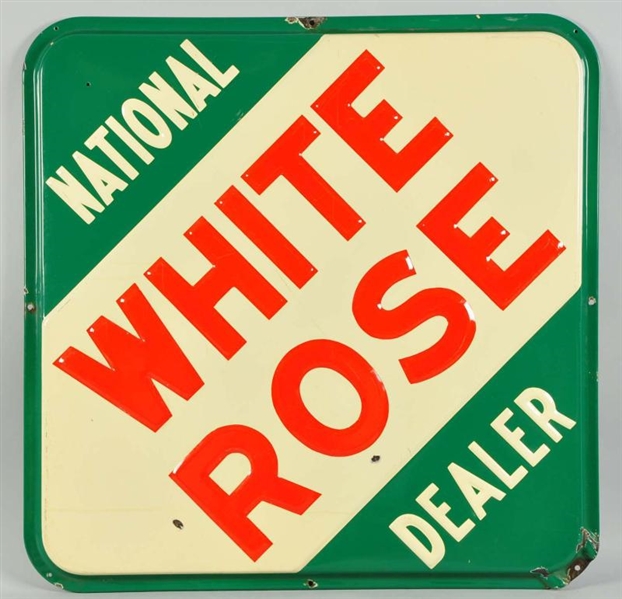 EMBOSSED PORCELAIN WHITE ROSE DIAMOND SIGN.       