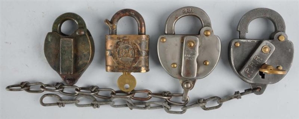 LOT OF 4: RAILROAD LOCKS.                         