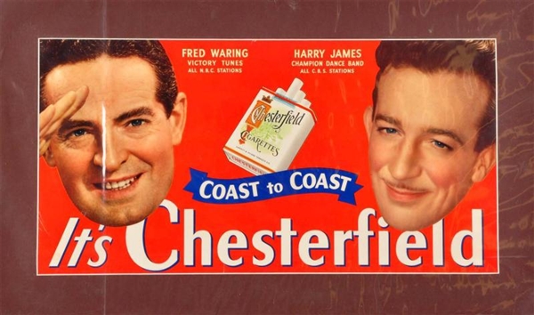 1950S PAPER CHESTERFIELD CIGARETTES SIGN.         
