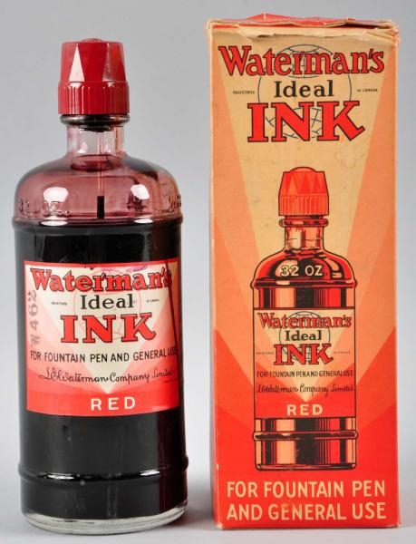 WATERMANS IDEAL INK BOTTLE & BOX.                
