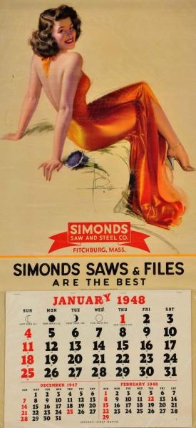 1948 ROLF ARMSTRONG & SIMONDS SAWS CALENDAR.      