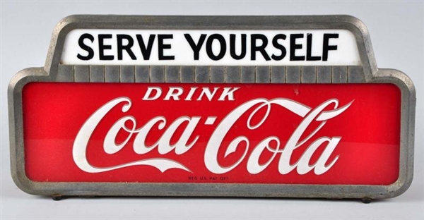 1950S COCA-COLA COUNTERTOP LIGHTED SIGN.          