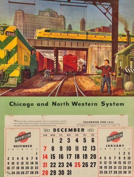 1953 CHICAGO & NORTHWESTERN SYSTEM CALENDAR.      