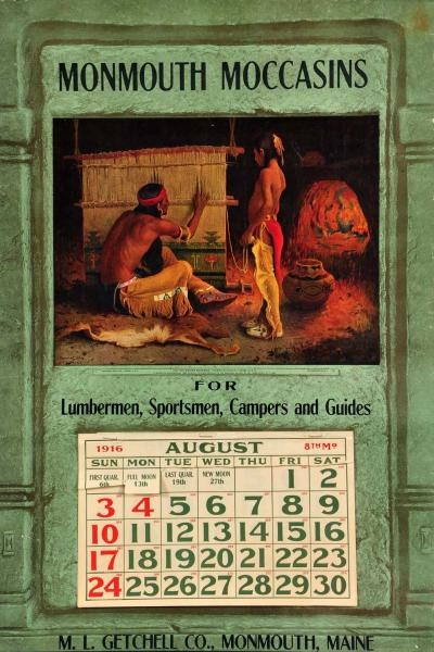 1916 CALENDAR FOR MONMOUTH MOCCASINS.             