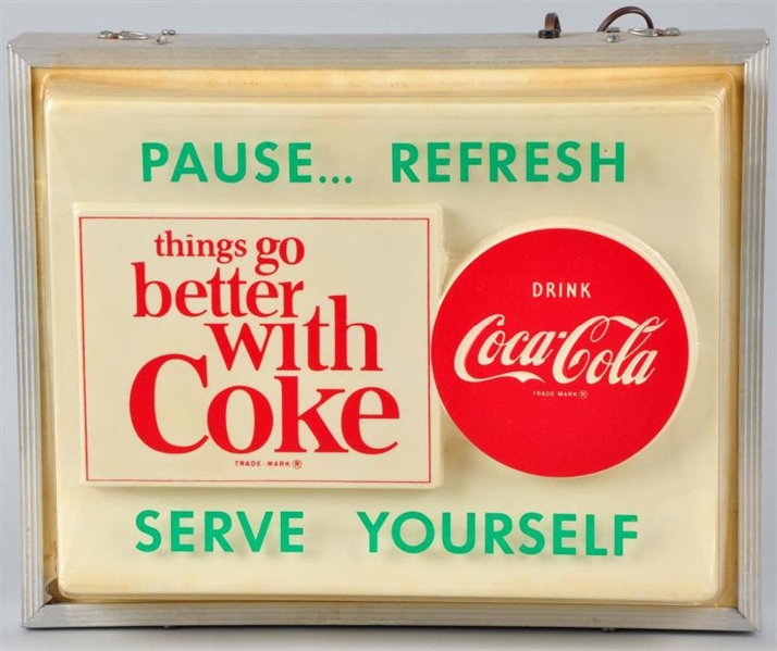 1960S COCA-COLA LIGHTED WALL SIGN.                