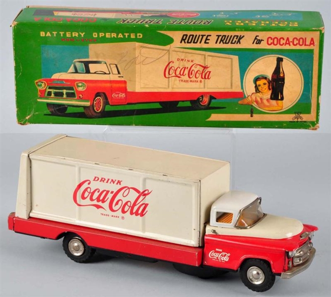1950S TIN BATTERY-OPERATED COCA-COLA TRUCK TOY OB 