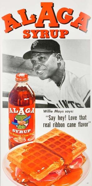 ALAGA SYRUP ADVERTISING POSTER WITH WILLIE MAYS.  