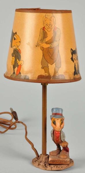 SYROCO WOOD DISNEY JIMINY CRICKET LAMP & SHADE.   