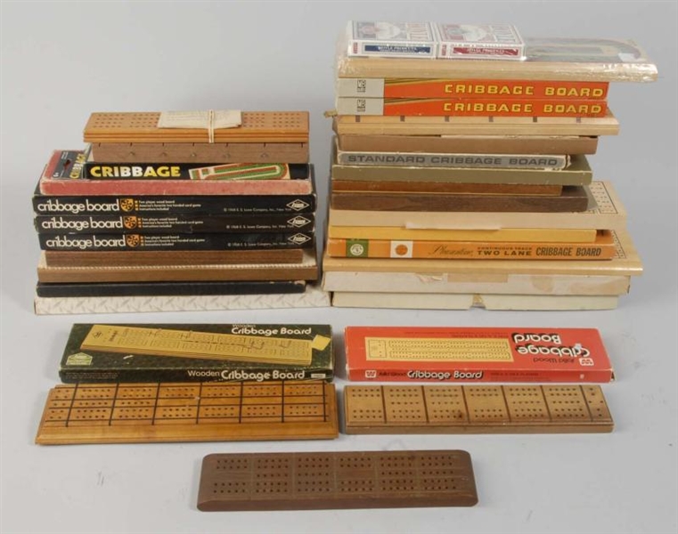 LOT OF 30+ CRIBBAGE BOARDS.                       
