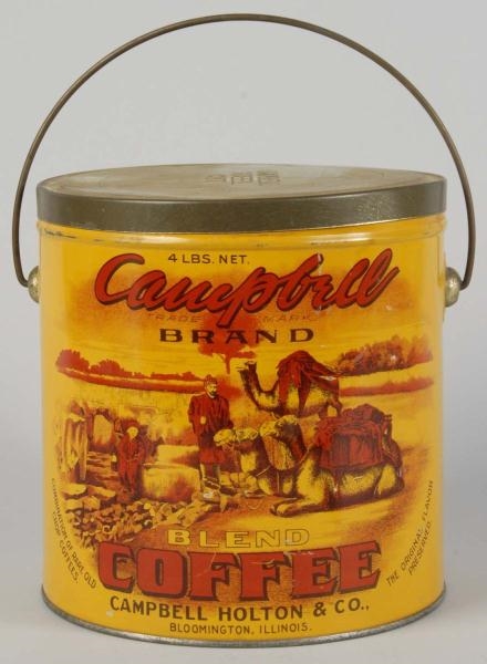 YELLOW 4-LB. CAMPBELL COFFEE PAIL.                
