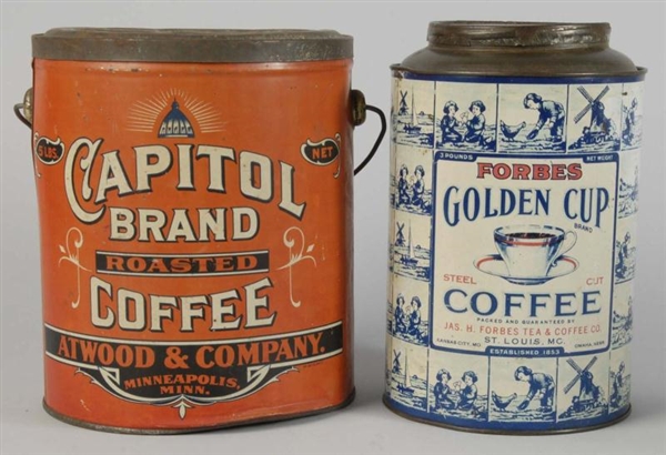 LOT OF 2: COFFEE CANS.                            