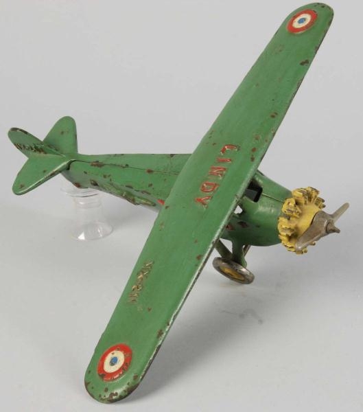 CAST IRON DENT LINDY AIRPLANE TOY.                