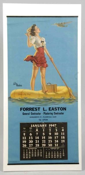 1947 DEL MASTERS PINUP CALENDAR FROM CALIFORNIA.  