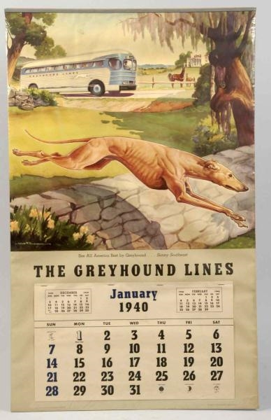 1940 GREYHOUND LINES CALENDAR.                    