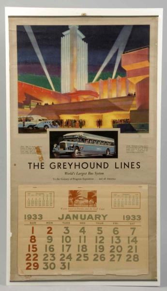 1933 GREYHOUND LINES CALENDAR.                    