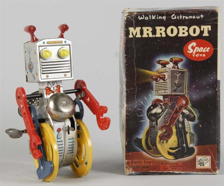 TIN LITHO & PLASTIC MR. ROBOT WIND-UP TOY.        