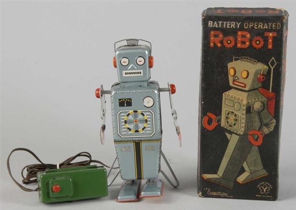 TIN LITHO EASEL-BACK ROBOT BATTERY-OPERATED TOY.  