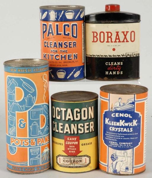 LOT OF 5: CLEANING PRODUCT TINS.                  