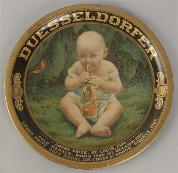 TIN LITHO DUESSELDORFER BEER SERVING TRAY.        