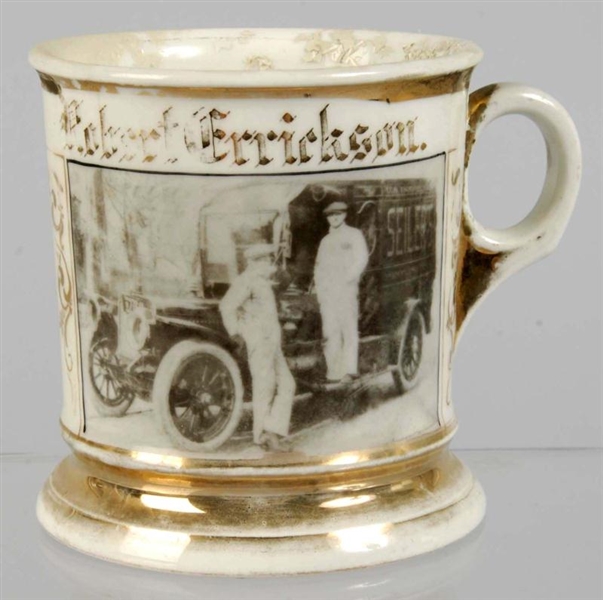PHOTOGRAPHIC IMAGE OF DELIVERY TRUCK SHAVING MUG. 