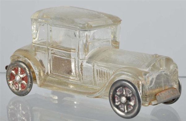 GLASS SEDAN AUTOMOBILE CANDY CONTAINER.           