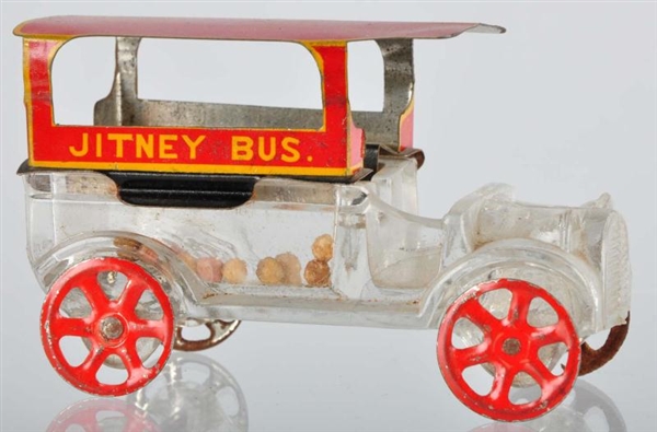 GLASS JITNEY BUS CANDY CONTAINER.                 