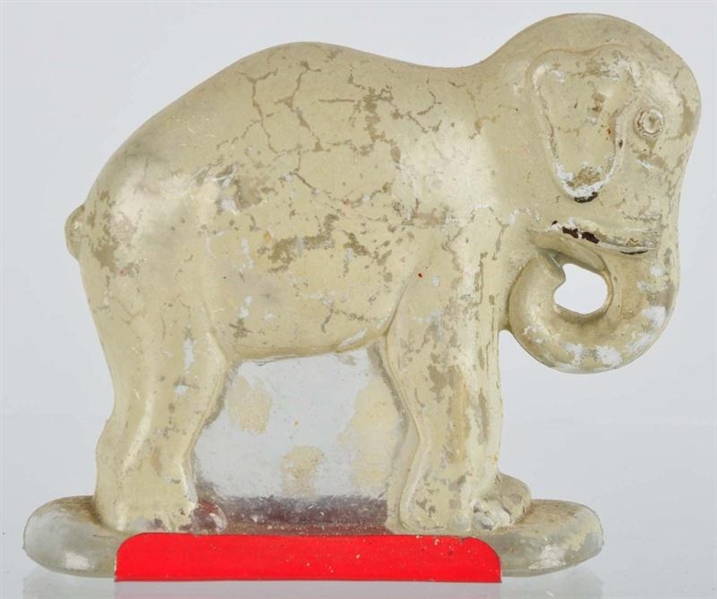 PAINTED GLASS ELEPHANT CANDY CONTAINER.           