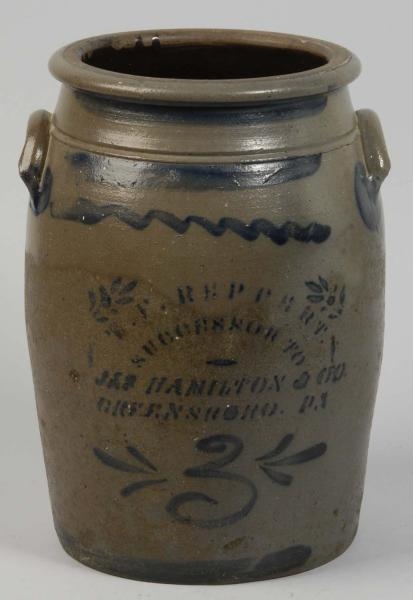 STONEWARE 3 GALLON HAMILTON & JONES PIECE.        