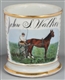HORSE-DRAWN SULKY WITH DRIVER SHAVING MUG.        