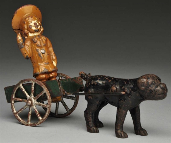 CAST IRON HUBLEY BUSTER BROWN & TIGE CART TOY.    