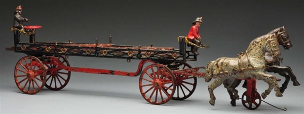 CAST IRON IVES LADDER WAGON HORSE-DRAWN TOY.      