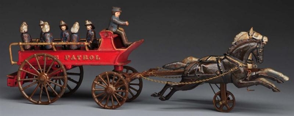 CAST IRON IVES FIRE PATROL HORSE-DRAWN TOY.       