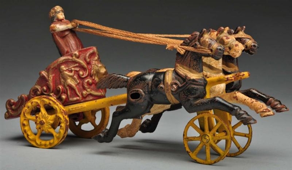 CAST IRON HUBLEY CHARIOT HORSE-DRAWN TOY.         