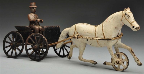 CAST IRON 4-WHEEL DR.S CART HORSE-DRAWN TOY.     