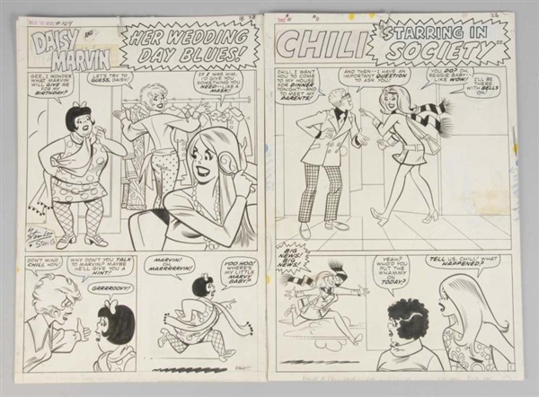 LOT OF 2: ARCHIE FAMILY COMIC ART ILLUSTRATIONS.  
