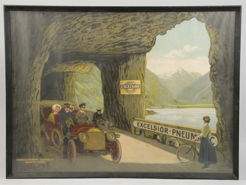 EARLY FRAMED GERMAN AUTOMOBILE PRINT.             