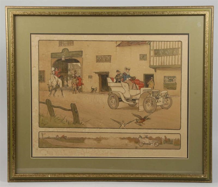 EARLY FRAMED AUTOMOBILE PRINT.                    