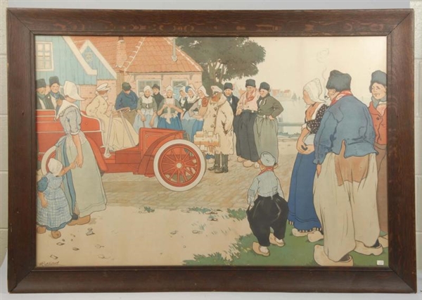 EARLY FRAMED AUTOMOBILE PRINT.                    