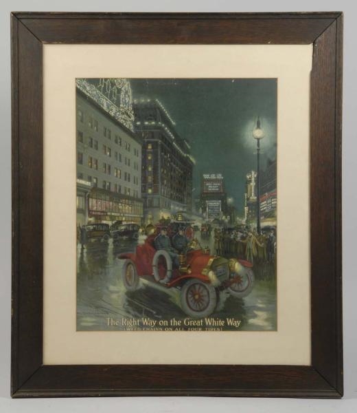 FRAMED RIGHT WAY AUTOMOBILE ADVERTISING PRINT.    