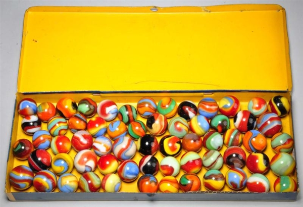 BOX SET OF AKRO AGATE NO. 150 MARBLES.            