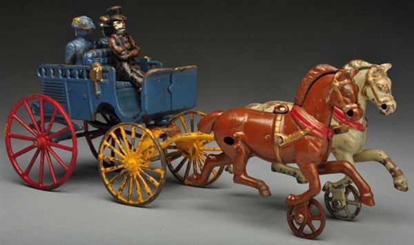 CAST IRON DENT BACK-TO-BACK TRAP HORSE-DRAWN TOY. 