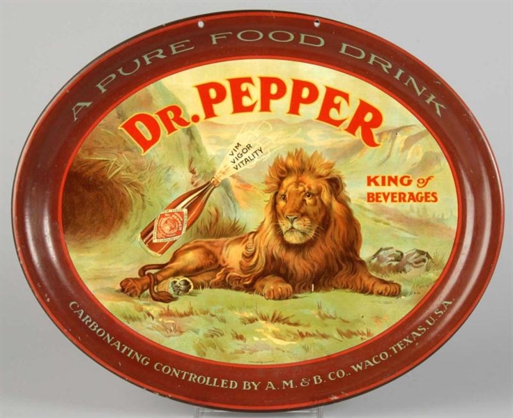 DR. PEPPER OVAL SERVING TRAY WITH CLASSIC LION.   